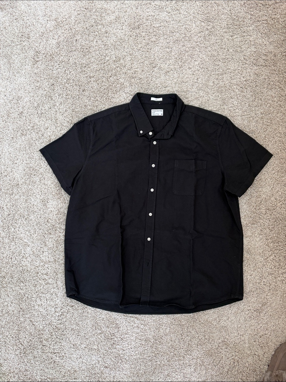 Frank & Oak Black Short-Sleeve Button-Down Shirt